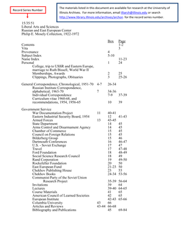 15/35/51 Liberal Arts and Sciences Russian and East European Center Philip E