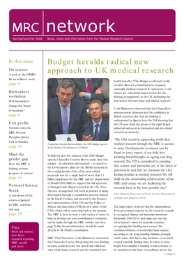 Network Spring/Summer 2006 News, Views and Information from the Medical Research Council