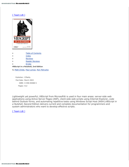 [ Team Lib ] Lightweight Yet Powerful, Vbscript from Microsoft® Is Used In