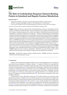 The Role of Carbohydrate Response Element Binding Protein in Intestinal and Hepatic Fructose Metabolism