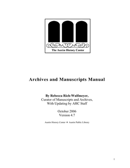 Archives and Manuscripts Manual