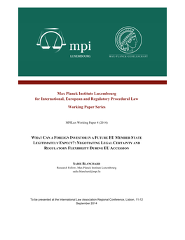 2014 08 18 Legitimate Expectations EU Accession MPI WP Series