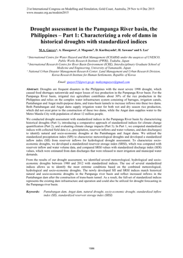 Drought Assessment in the Pampanga River Basin, the Philippines – Part 1: Characterizing a Role of Dams in Historical Droughts with Standardized Indices