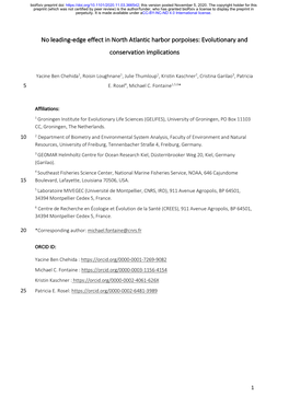 No Leading-Edge Effect in North Atlantic Harbor Porpoises: Evolutionary and Conservation Implications