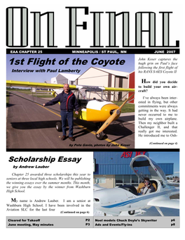 1St Flight of the Coyote Hugh Grin on Paul’S Face Following the First Flight of Interview with Paul Lamberty His RANS S-6ES Coyote II