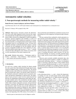 ASTRONOMY and ASTROPHYSICS Astrometric Radial Velocities