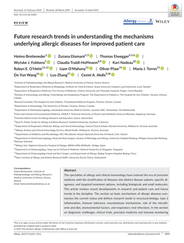 Future Research Trends in Understanding the Mechanisms Underlying Allergic Diseases for Improved Patient Care