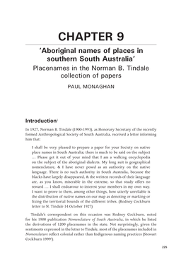 Aboriginal Names of Places in Southern South Australia’ Placenames in the Norman B