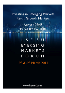 5Th & 6Th March 2012 Investing in Emerging Markets