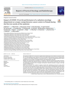 Impact of COVID-19 on the Performance of a Radiation Oncology