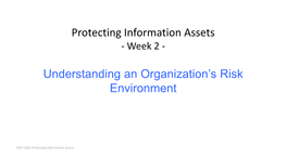 Protecting Information Assets Understanding an Organization's