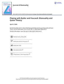 Playing with Butler and Foucault: Bisexuality and Queer Theory