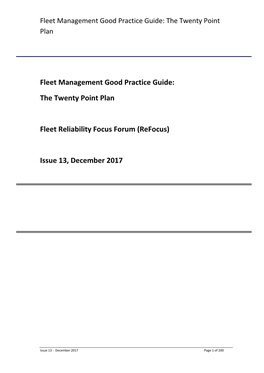 Fleet Management Good Practice Guide: the Twenty Point Plan