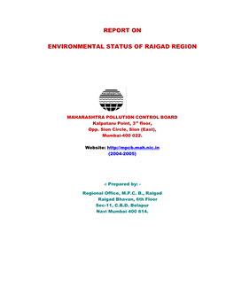 Report on Environmental Status of Raigad Region