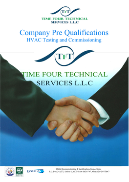 Company Pre Qualifications HVAC Testing and Commissioning
