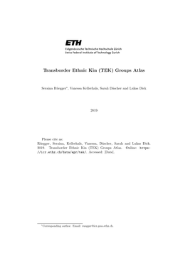 Transborder Ethnic Kin (TEK) Groups Atlas