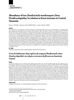 Abundance of Two Dendrocincla Woodcreepers (Aves: Dendrocolaptidae) in Relation to Forest Structure in Central Amazonia