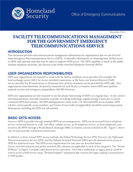 Facility Telecommunications Management for The