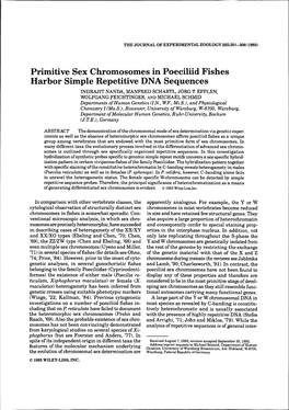 Primitive Sex Chromosomes in Poeciliid Fishes Harbor Simple Repetitive DNA Sequences INDRAJIT NANDA, MANFRED SCHARTL, JÖRG T