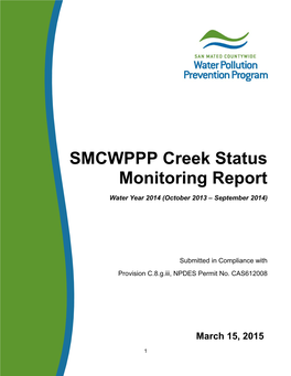 SMCWPPP Creek Status Monitoring Report