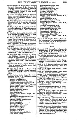 THE LONDON GAZETTE, MARCH 29, 1901. 2199 Rrincess Charlotte of Walefs (Royal Berkshire Richard Edward Ricketts Morse