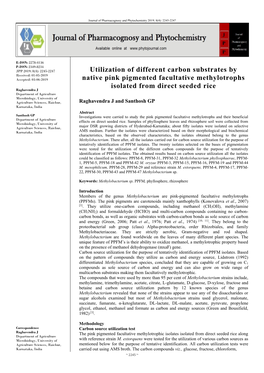 Utilization of Different Carbon Substrates by Native Pink Pigmented Facultative Methylotroph Isolates