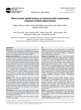 Effect of Ulnar Styloid Fracture on Outcomes After Conservative Treatment of Distal Radius Fracture