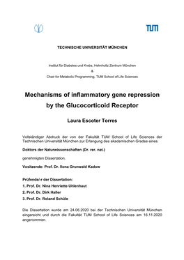 Mechanisms of Inflammatory Gene Repression by the Glucocorticoid Receptor