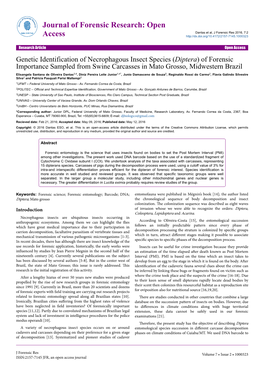 Journal of Forensic Research: Open Access