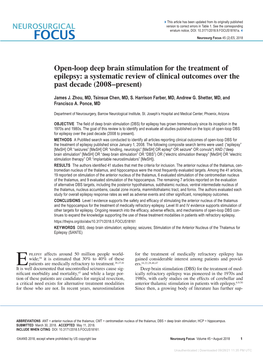 Open-Loop Deep Brain Stimulation for the Treatment of Epilepsy: a Systematic Review of Clinical Outcomes Over the Past Decade (2008–Present)