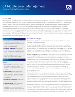 CA Mobile Email Management Enterprise Mobility Management Suite