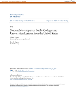 Student Newspapers at Public Colleges and Universities: Lessons from the United States Charles J