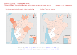 BURUNDI, FIRST HALFYEAR 2019: Update on Incidents According to the Armed Conflict Location & Event Data Project (ACLED) Compiled by ACCORD, 19 December 2019