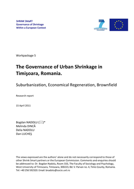 WP5 Report: the Governance of Urban Shrinkage in Timisoara