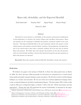 Bayes Risk, Elicitability, and the Expected Shortfall