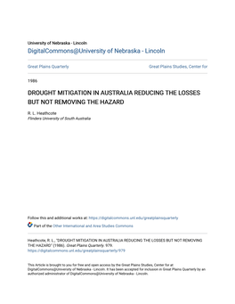 Drought Mitigation in Australia Reducing the Losses but Not Removing the Hazard