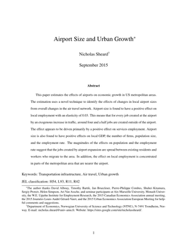 Airport Size and Urban Growth*