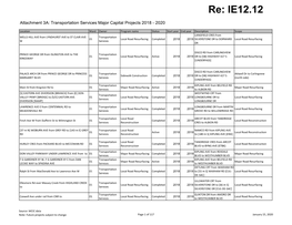 Attachment 3A: Transportation Services Major Capital Projects 2018 - 2020