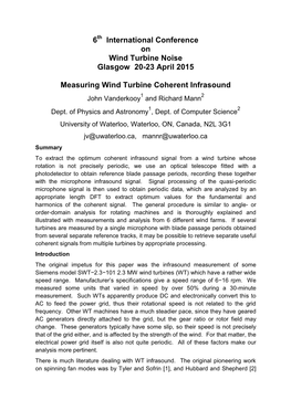 Optimum Measurements of Quasi-Periodic Wind Turbines