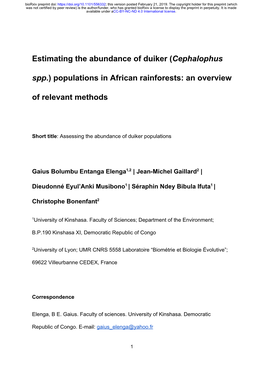 Estimating the Abundance of Duiker (Cephalophus Spp