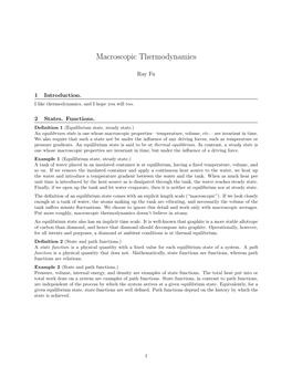 Macroscopic Thermodynamics