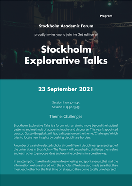 Stockholm Explorative Talks 2021