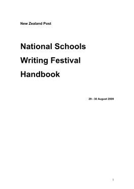 2009 National Schools Writing Festival Handbook