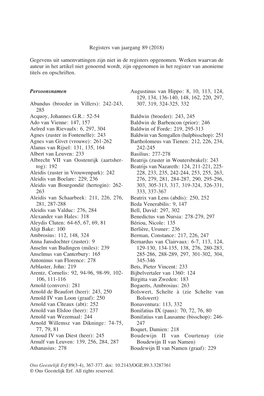 Registers Van Jaargang 89 (2018) Gegevens Uit Samenvattingen Zijn