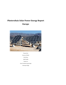 Photovoltaic Solar Power Energy Report Europe