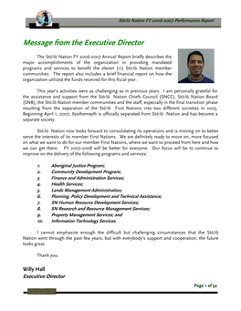 Message from the Executive Director