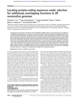 Locating Protein-Coding Sequences Under Selection for Additional, Overlapping Functions in 29 Mammalian Genomes