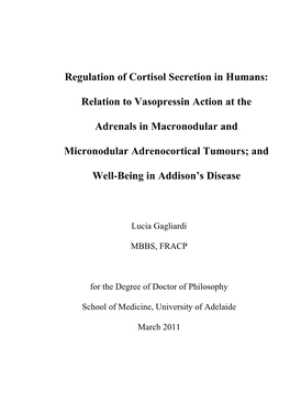 Regulation of Cortisol Secretion in Humans : Relation to Vasopressin Action at the Adrenals in Macronodular and Micronodular