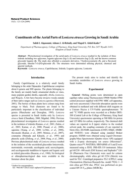 Constituents of the Aerial Parts of Lonicera Etrusca Growing in Saudi Arabia