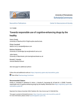 Towards Responsible Use of Cognitive-Enhancing Drugs by the Healthy